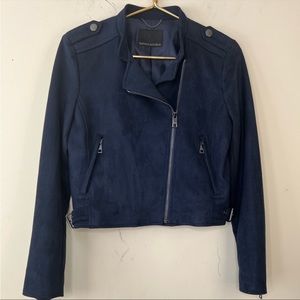 Banana Republic Navy Suede Moto Jacket